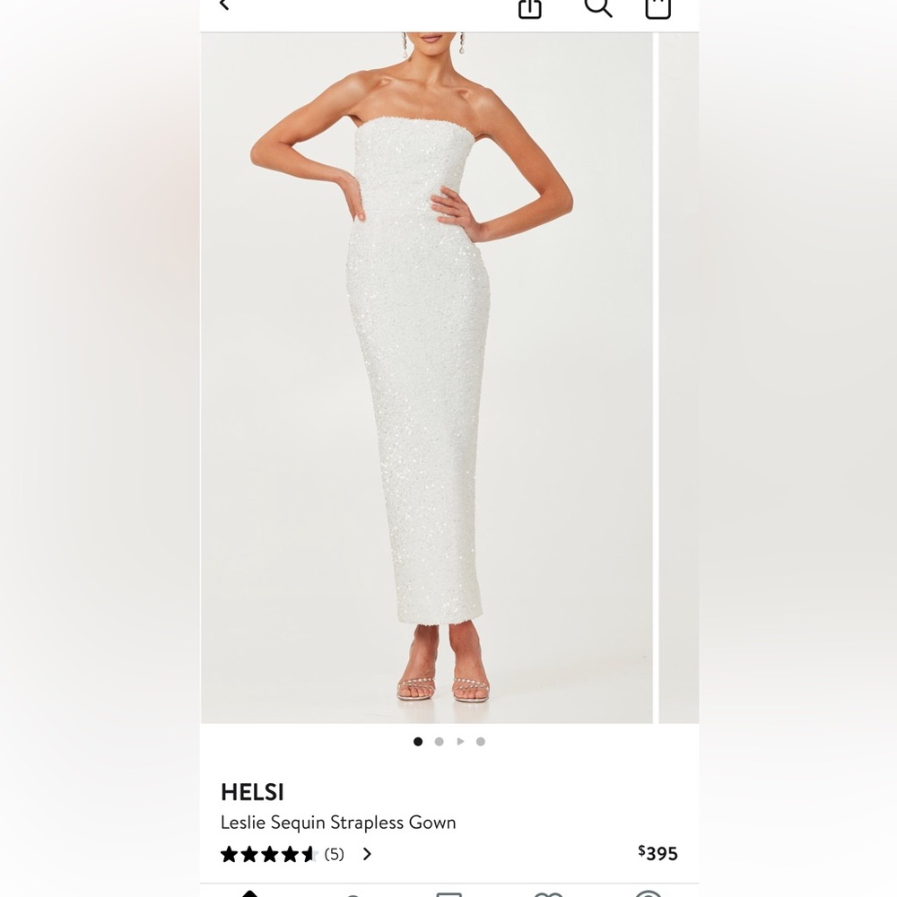 HELSI Leslie strapless white sequin midi dress